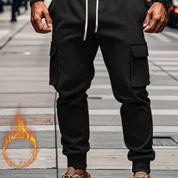 StyleCast x Revolte Men Solid Loose Fit Easy Wash Pleated Joggers image 2