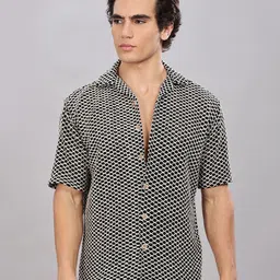 Kolor Fusion Relaxed Fit Self Design Spread Collar Drop-Shoulder Sleeves Cotton Shirt-picture-31