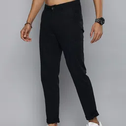 r.code by the roadster life co. Men Regular Fit Black Pure Cotton Trousers image 2