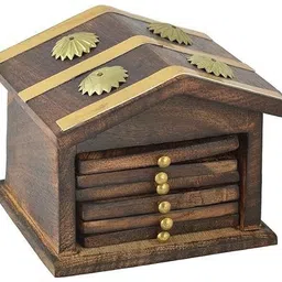 sehar industries Square Reversible Wood Coaster Set image 3