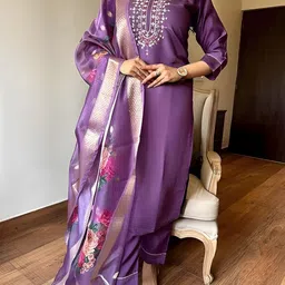 bajrang fashion Afghani Kurta, Salwar & Dupatta Set Solid Kurta, Trouser/Pant & Dupatta Set image 5