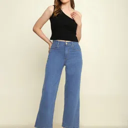 zayla Women Flared High Rise Blue Jeans image 1