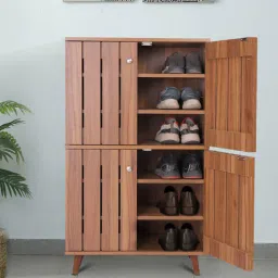 mintwud from pepperfry Kibo 18- Pairs 4 Door Shoe Cabinet In Lyon Walnut Finish-picture-24