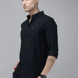 the bear house Men Slim Fit Solid Button Down Collar Casual Shirt image 3