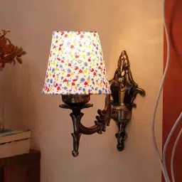 new era Antique Gold Wall Lamp with Cotton Conical Printed Shade-picture-13