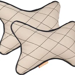 autofit Beige, Black Leather Car Pillow Cushion for Toyota image 2