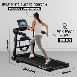 durafit Ace Multifunction 4.5HP Peak| Max Weight:120Kg| 16km Speed| 4level Incline BLDC Treadmill image 2