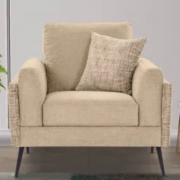 casacraft from pepperfry Cannes Fabric 1 Seater Sofa in Cream Colour-picture-27