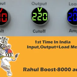 rahul Boost-8000 ad8 Kva/32 Amp 5,Booster,Input 100-280 Volt,Use a Maximum of 32 Amp Load,With 3 Metar Input,Output+Load Metar With Over Load MCB,Mainline Automatic Digital Voltage Stabilizer Digital Automatic Voltage Stabilizer image 2