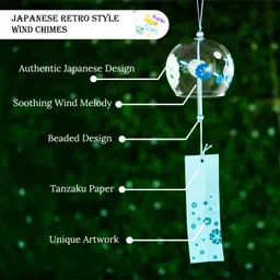 ekhasa Japanese Glass Wind Chimes for Home Decor, Living Room, Garden & Balcony Glass Windchime image 4