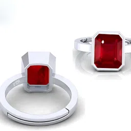 ptm Ruby (Manik) 7.25 Ratti or 6.5 Ct Natural Gemstone bis Hallmark 925 Sterling Silver Ring image 3