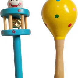Wooden Non Toxic Colourful Rattle Toys for New Born Baby, Musical Infant Toy, Rattle-image-0