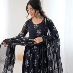 a a italiya Printed Georgette Semi Stitched Anarkali Gown-picture-26