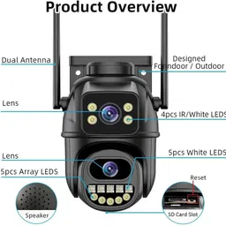Okxmz Outdoor CCTV HD WiFi Wireless Camera Night Vision 360° Live View Alarm Security Camera image 4