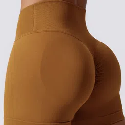 lulu & sky Solid Women Brown Running Shorts image 4