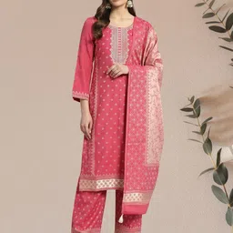 safaa Unstitched Wool Kurta & Palazzo Material Self Design image 1