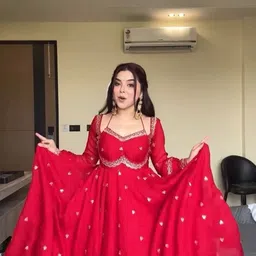 dhanshavisilk Embroidered Georgette Stitched Anarkali Gown image 3