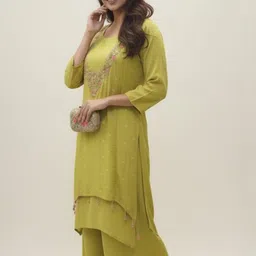 MARC LOUIS Embroidered Top With Palazzos Co-Ords image 5