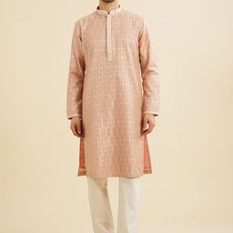 Manyavar Ethnic Motifs Printed Chanderi Mandarin Collar Straight Kurta With Trousers-picture-10