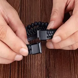 UNIVERSITY TRENDZ Men Leather Antique Wraparound Bracelet image 3