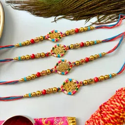 Sangria 4Pcs Gold Wraparound Rakhis image 4