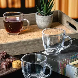 GOODHOMES Transparent 6 Pieces Glass Easy to Clean Mugs 150 ml Each-picture-15