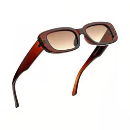 Being Better Unisex Brown Lens & Brown Rectangle Sunglasses with image 3