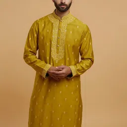 twamev Men Woven Design Ethnic Kurta with Pyjama image 3