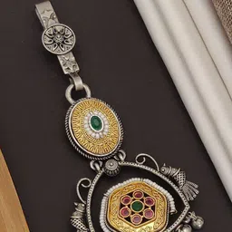 ABDESIGNS German Silver Plated Artificial Beaded Saree Juda image 2