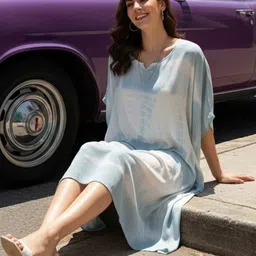 CORSICA Tie and Dye Dyed Kimono Sleeve Kaftan Midi Dress image 4