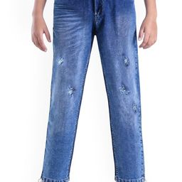 ARIAS By LARA DUTTA Boys Straight Fit Mid-Rise Mildly Distressed Light Fade Cotton Jeans-picture-40