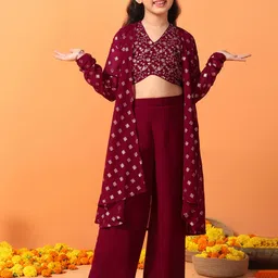 FASHION DREAM Girls Ethnic Motifs Embroidered Regular Top with Palazzos-picture-21