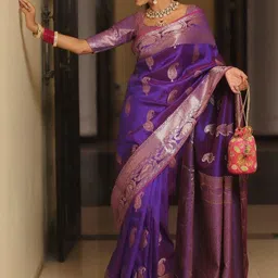 SWAMI STUDIO Ethnic Motifs Zari Pure Silk Banarasi Saree image 2