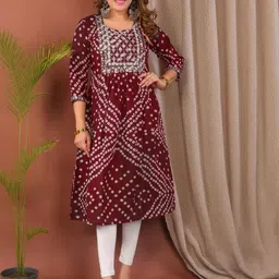 PARTH SY FASHION Women Maroon Blended A-Line Kurtas-picture-16