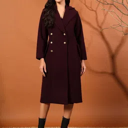 WoowZerz Women Double Breasted Woolen Overcoat-image-53