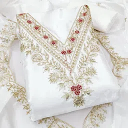 HMP Fashion Embroidered Art Silk Unstitched Dress Material image 5