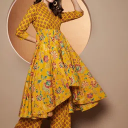 Poshak Hub Women Floral Printed Pure Cotton Kurta with Palazzos image 4