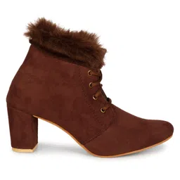 Commander Shoes Women Casual Block-Heeled Trendy Fur Booots-picture-11