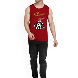 SLOWLORIS Men Pack Of 2 Printed Bio-Wash Combed Cotton Gym Vests image 2