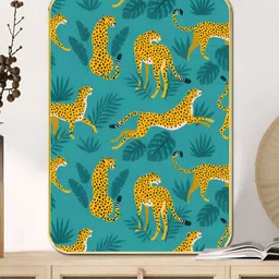 SAF Green & Yellow Bold Cheetah Sparkle Wooden Wall Art-picture-27