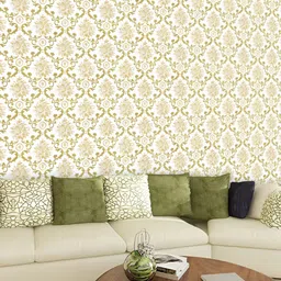 INDIAN ROYALS Cream & Gold Floral Printed Self-Adhesive & Durable Wall Sticker-image-32