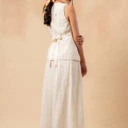 Doodlage Margret Striped Self Design Pure Cotton A-Line Maxi Skirt image 5