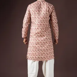 Rawayi Ethnic Motifs Printed Thread Work Mandarin Collar Straight Kurta image 3