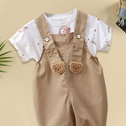 FOREVER FRIDAY Infant Boys Printed Round Neck Dungaree With T-Shirt-picture-5