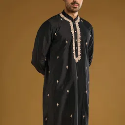 KALKI Fashion Men Embroidered Regular Thread Work Kurta with Trousers image 5