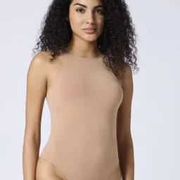 FEIER Round Neck Cutaway Bodysuit-image-1