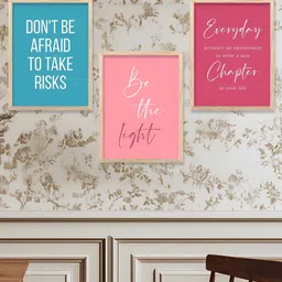 Kotart Brown & Pink 3 Pieces Motivational Wooden Wall Arts-image-83