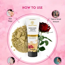 Vagads Herbal Multani Mitti Face Wash with Rose & Niacinamide - 100 ml image 2