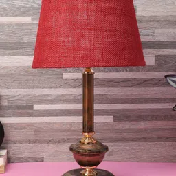 foziq Coffee Brown & Maroon Textured Table Lamp image 2