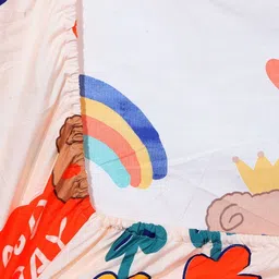 Aura Cream-Coloured Cartoon Characters 300 TC King Fitted Bedsheet Set 2.50 m x 2.15 m image 2